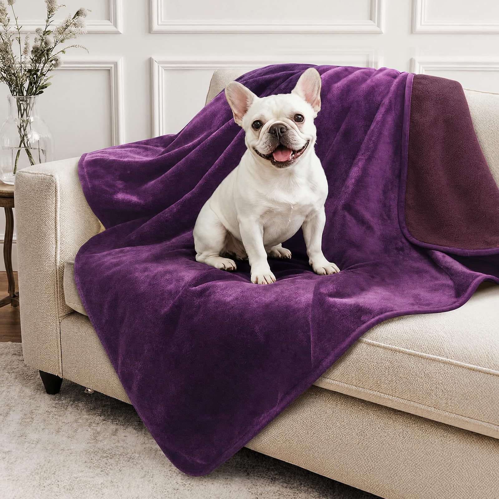 LOOBANI Waterproof Dog Blanket for Small Dogs, Pet Blanket 30" x 40" Purple