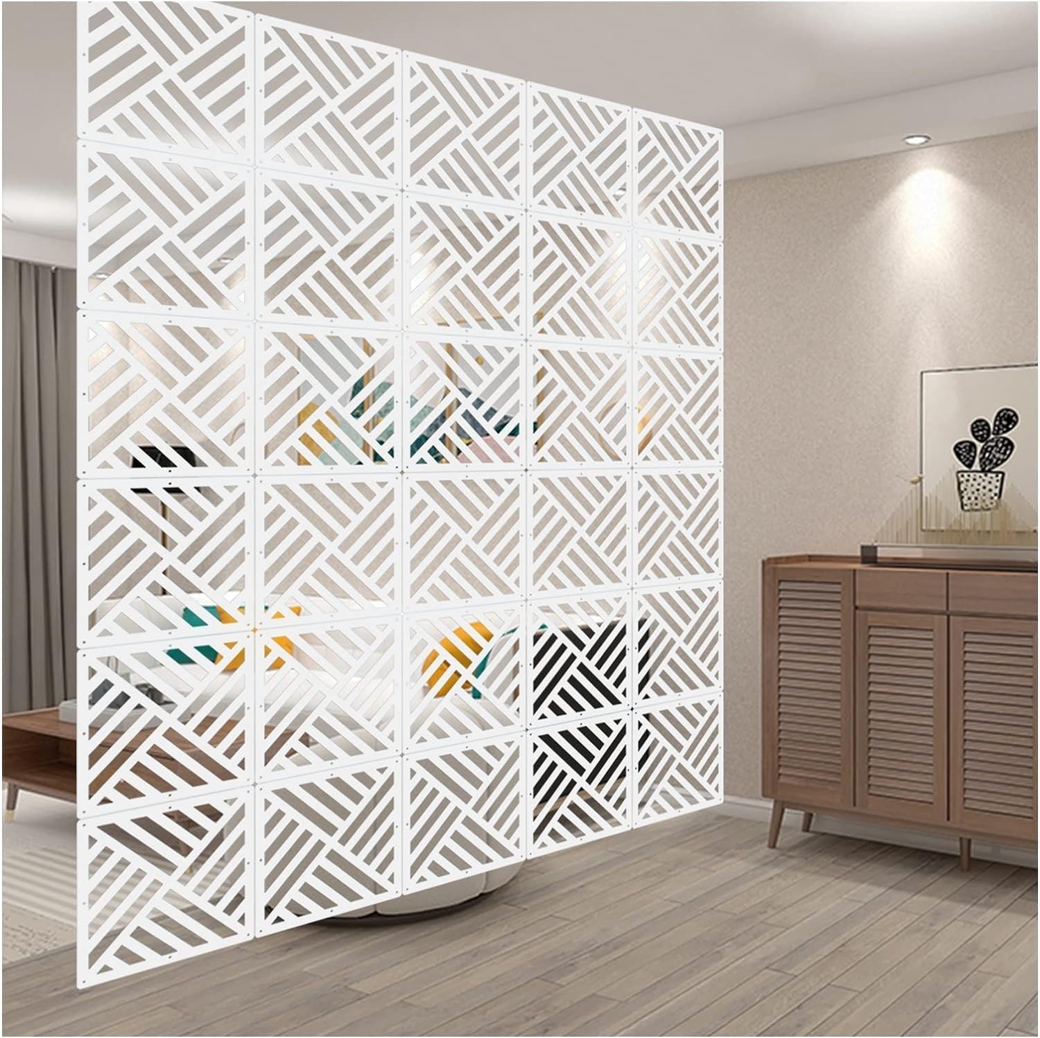Genérico Mampara divisoria suspendida Modular – Estilo Minimalista Moderno; Adecuada para viviendas, hoteles y Bares.