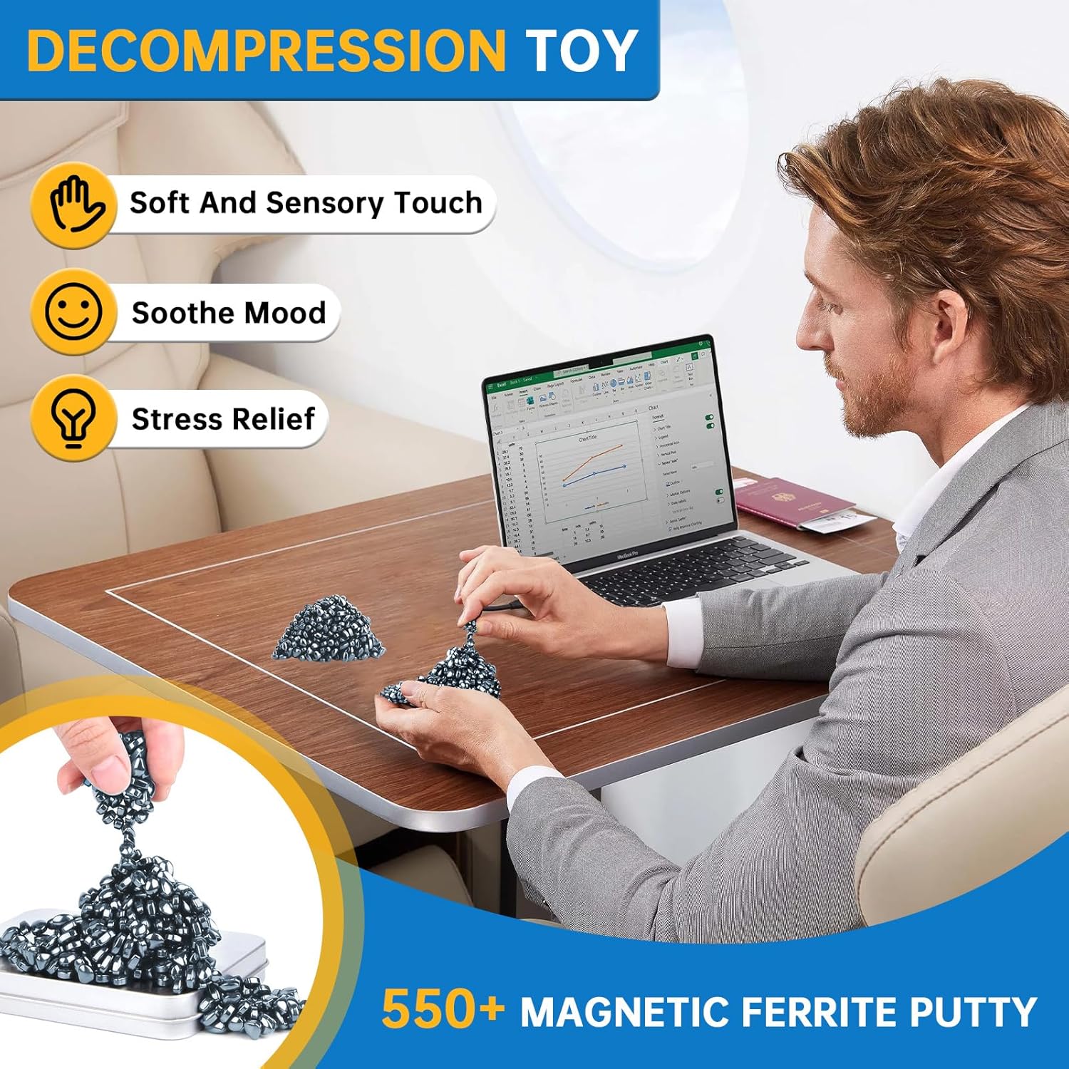 550pcs Magnet Fidget Toy, Ferrite Beads, Fidget Toys Adults for Office Stress/Anxiety Relief, Gifts for Teen, Adults Gifts
