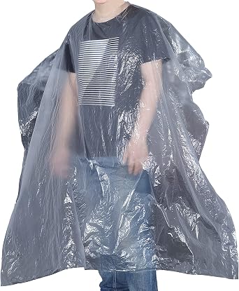 150 PCS Disposable Hair Salon Capes, Hair Cutting Cape, Plastic Transparent Barber Capes 63 x 51 Inch Waterproof Shampoo Cape for Home, Salon Hairdressing