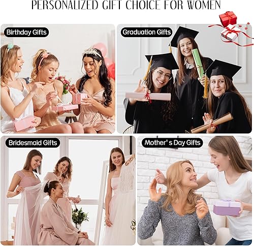 Miniatura 7 de Regalos para mujeres, juego de bolsas de maquillaje con iniciales para niñas, regalos personalizados para dama de honor, amiga, graduación,