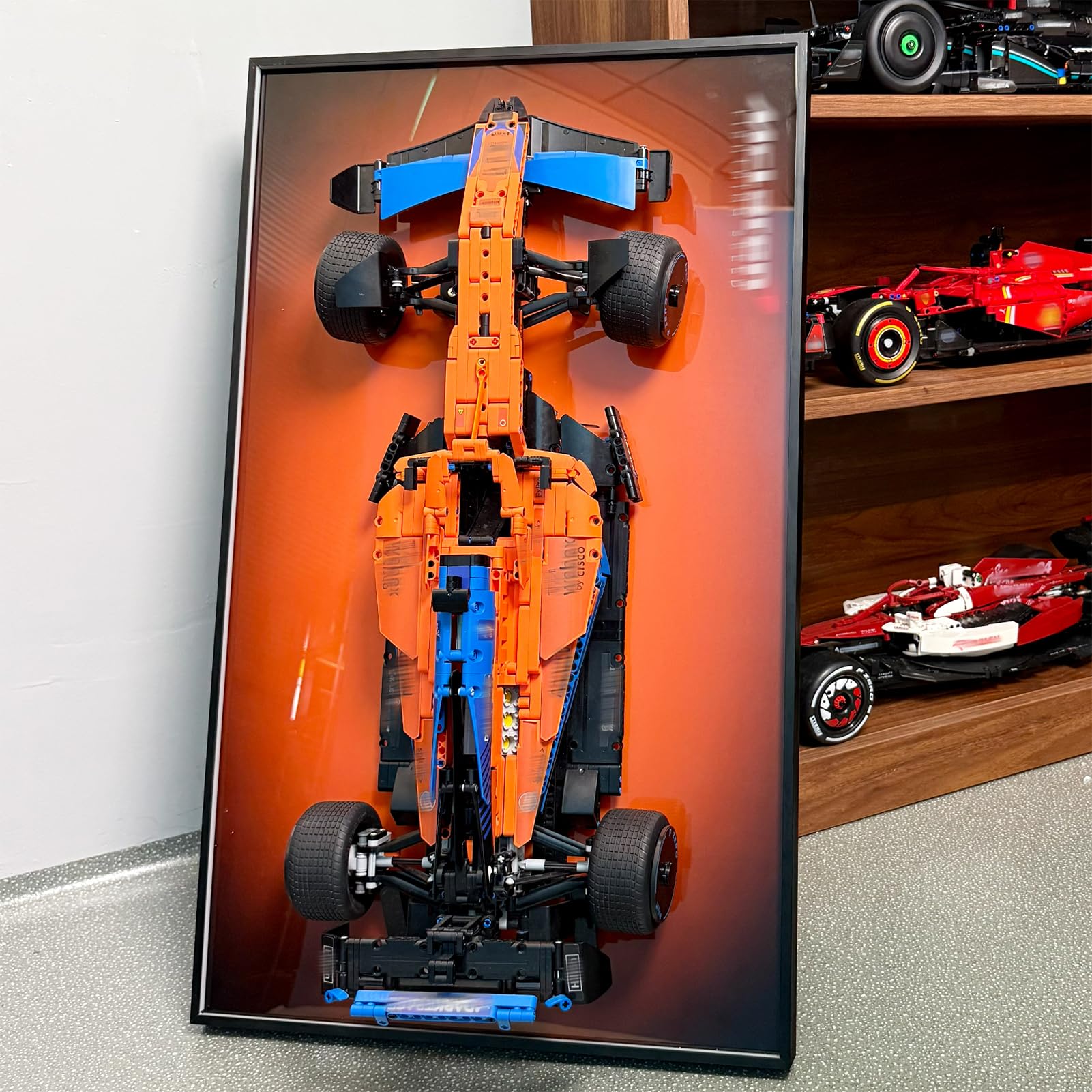 Display Wallboard Compatible with Lego Technic McLaren 42141 2022 Replica Race Car Display, Wall Frame Compatible with Lego Car Wall Mount Display Frame, Size:19.7 x 31.5 in (No Model!)