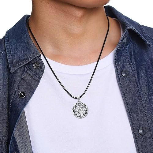 Miniatura 3 de Collar de brújula de plata de ley 925 con piedra lunar celta retro vintage, collar con colgante de brújula para mujeres, hombres, niños y niñas,