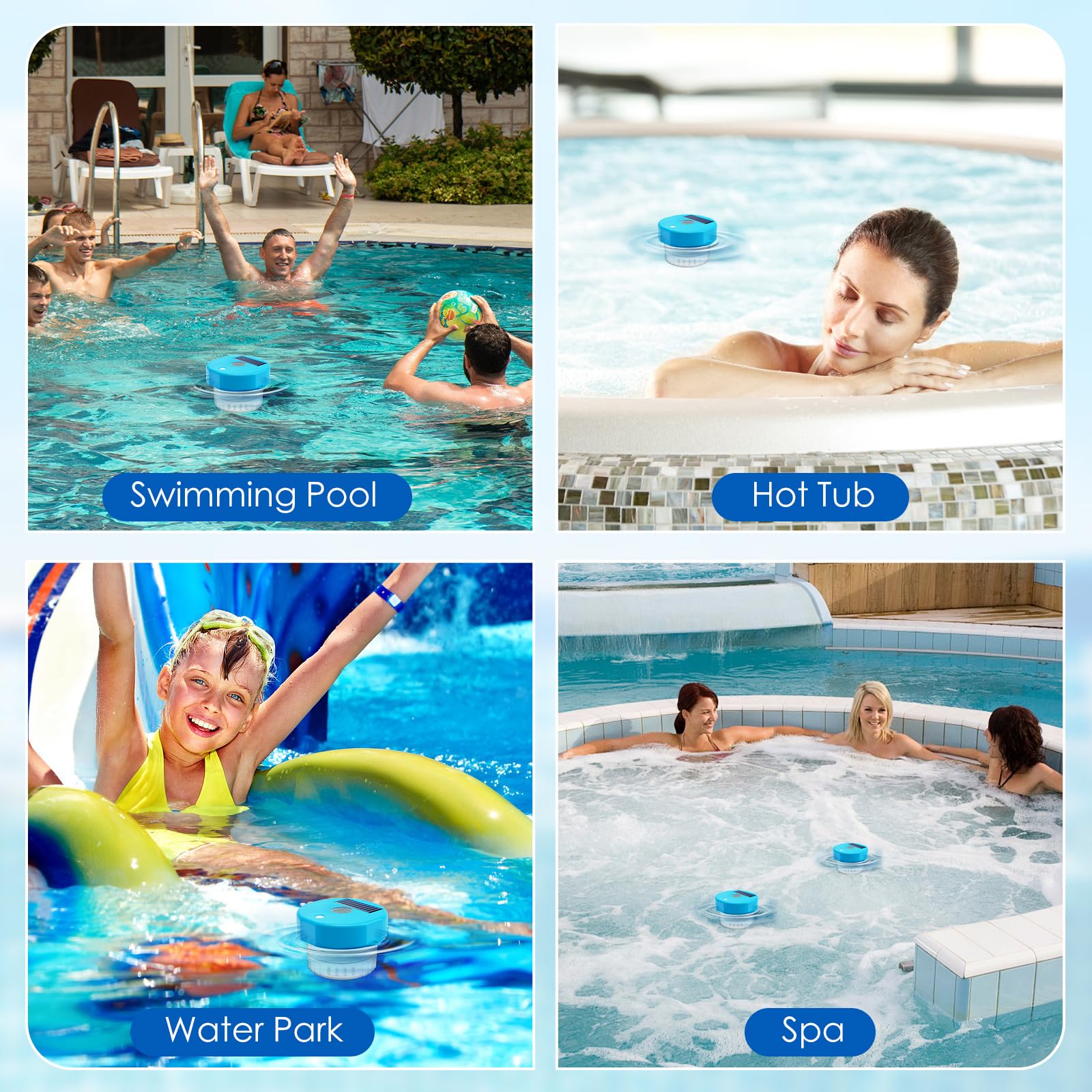 Pool Thermometer Solar Pool Thermometer mit Dosierschwimmer Pool, Digitalanzeige, 600mAh Akku (72H), – für Schwimmbäder, Spas und Whirlpools