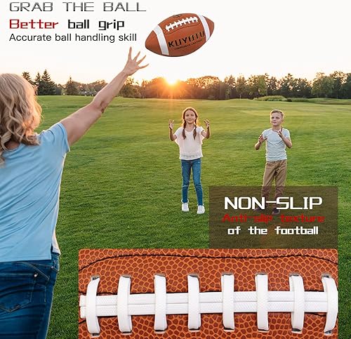 Miniatura 4 de KUYOTQ Fútbol para jóvenesadultos, tamaño oficial 79, fútbol americano de cuero compuesto suave, fútbol americano  en la escuela secundaria y al