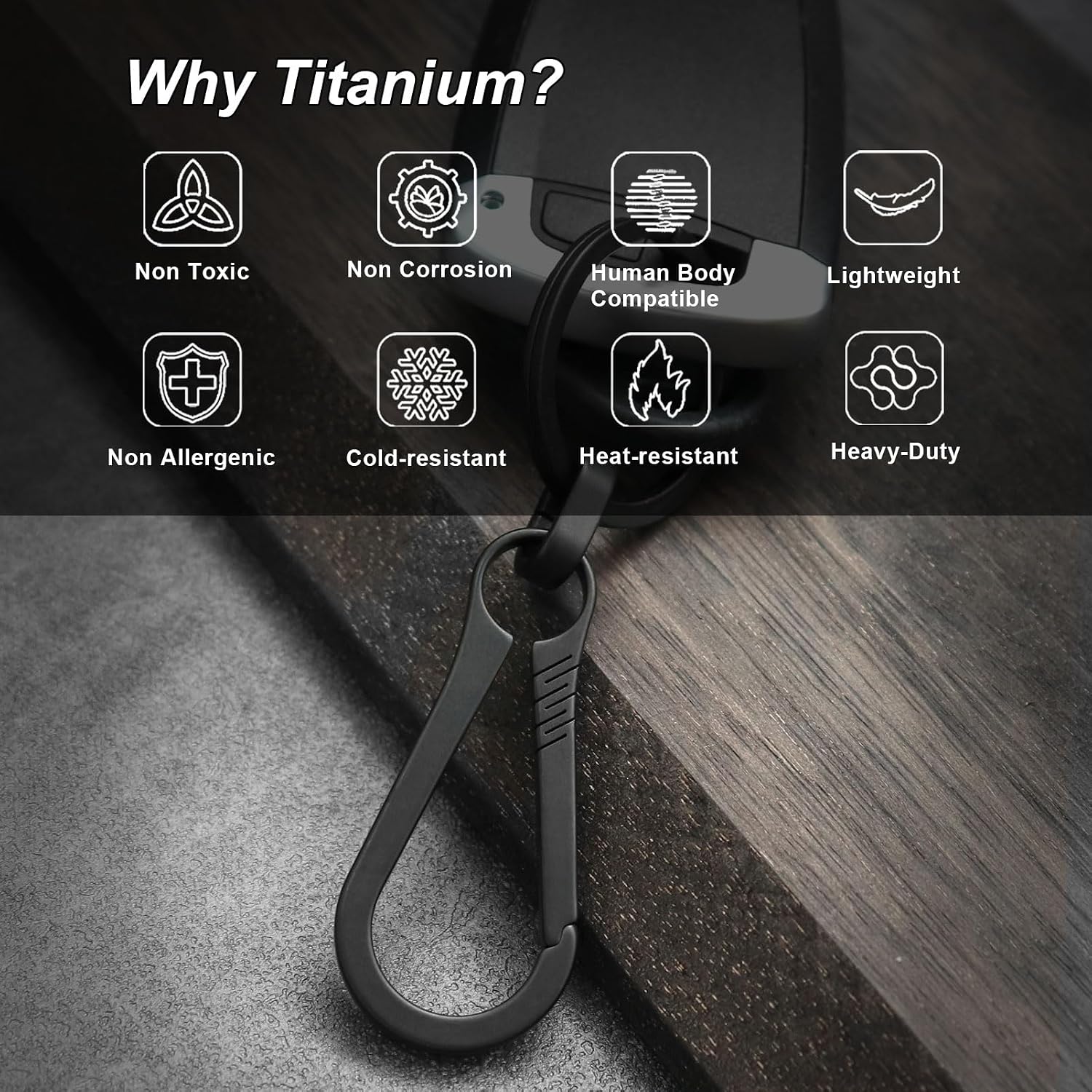 PJYTAC Key Clip Carabiner Keychain Small Titanium image 3