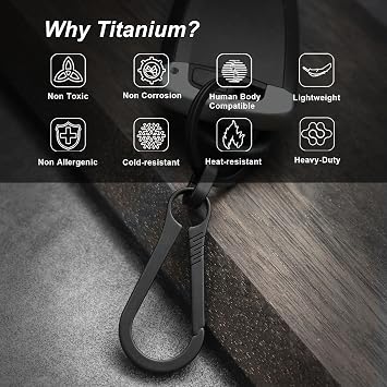 PJYTAC Key Clip Carabiner Keychain Small Titanium