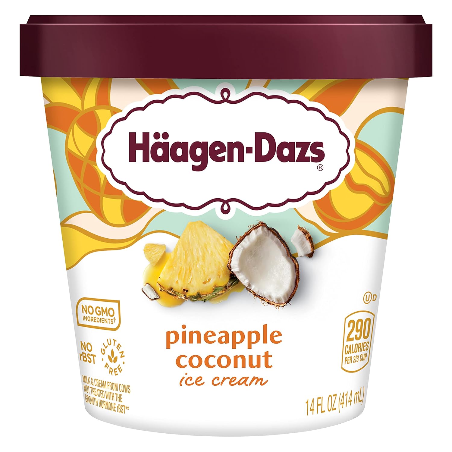Haagen-Dazs, Pineapple Coconut Ice Cream, 14 oz (Frozen)