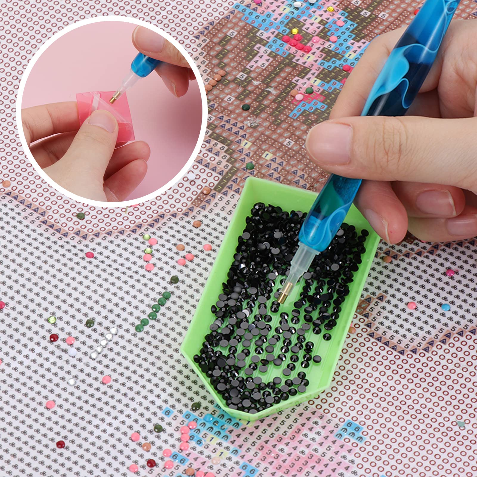 Yuehuabao Stylo De Peinture Au Diamant En Résine - Kit DIY 5D Avec 6 Forets Remplaçables Pour Loisirs Créatifs