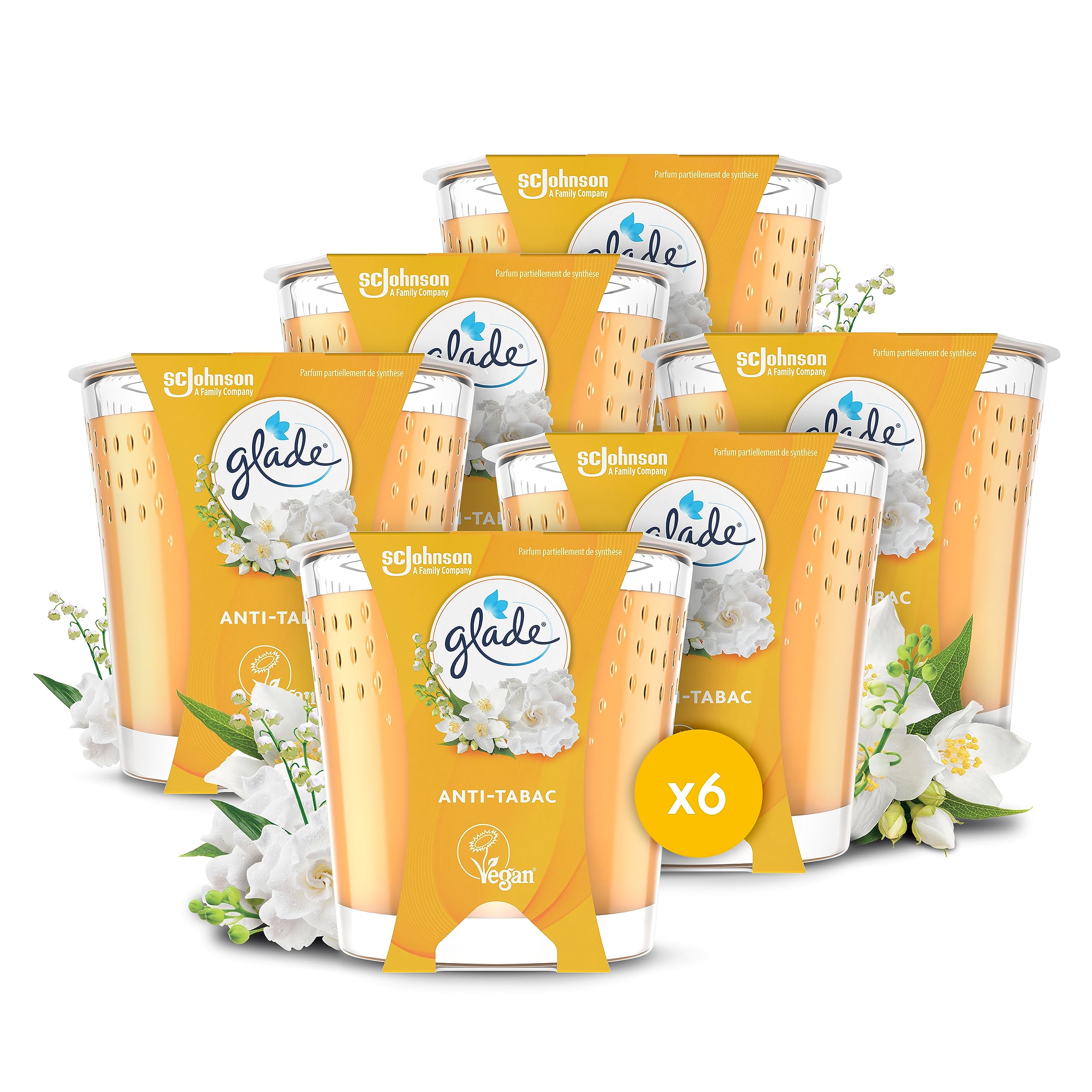 Glade Vegan Scented Candle Infused Essential Oils Anti-Tobacco – 30 Hours  of Fragrance – Pack of 6 : Amazon.com.be: Home & Kitchen