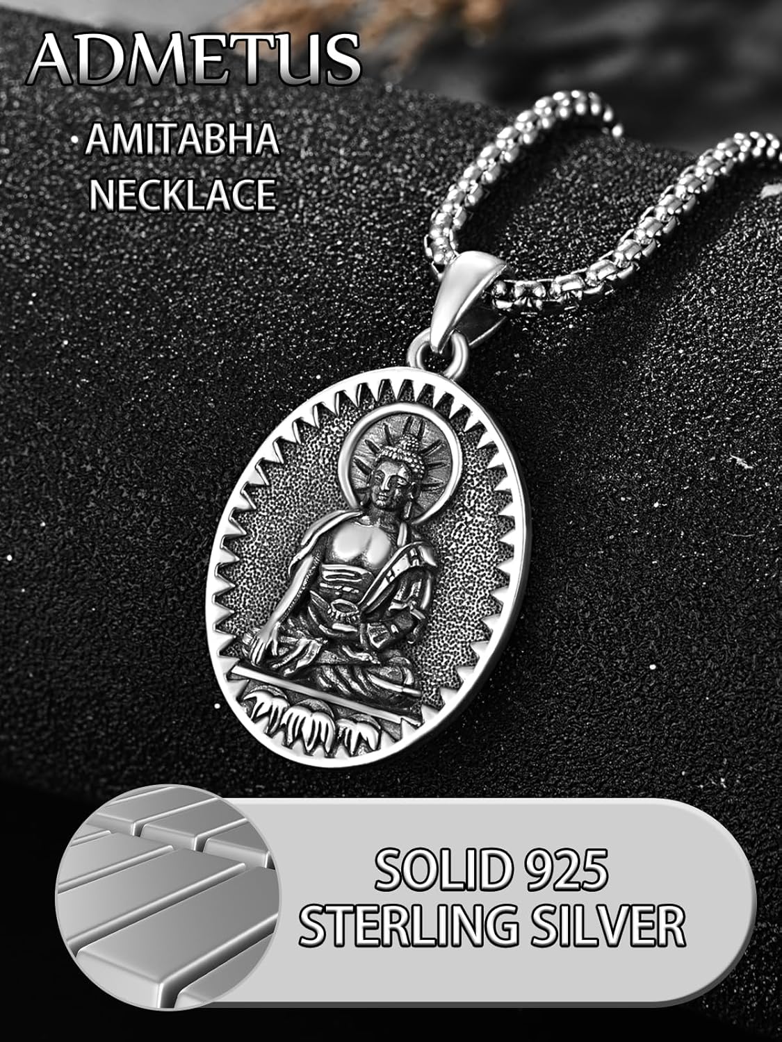 Amitabha Necklace Sterling Silver Bodhisattva Buddha Necklace for Men Talisman Amulet Protection Pendant Chinese Constellation Zodiac Necklace Jewelry - Image 4