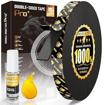 PHIXBEAR Pro+ Heat Resistant Heavy Duty Foam Tape, Super Strong Double Sided Mounting Tape for Indoor, Outdoor, Automotive, LED Strip, Weatherproof Removable No Residue 0.4" x 19.7 FT