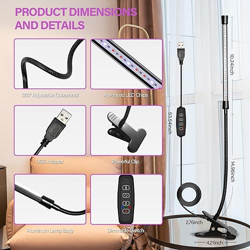 Miniatura 140 de iPower Tiras de luz LED de cultivo de plantas de 40 W, espectro completo para plantas de interior con temporizador de encendido/apagado automático