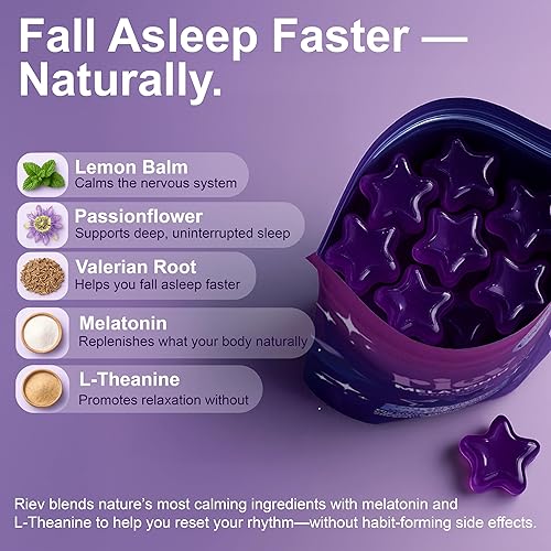 Miniatura 3 de riev Perfect Dose - Gomitas de melatonina para dormir, 2 mg por porción, apoyo nocturno suave para adultos, L-teanina, bálsamo de limón, veganas,