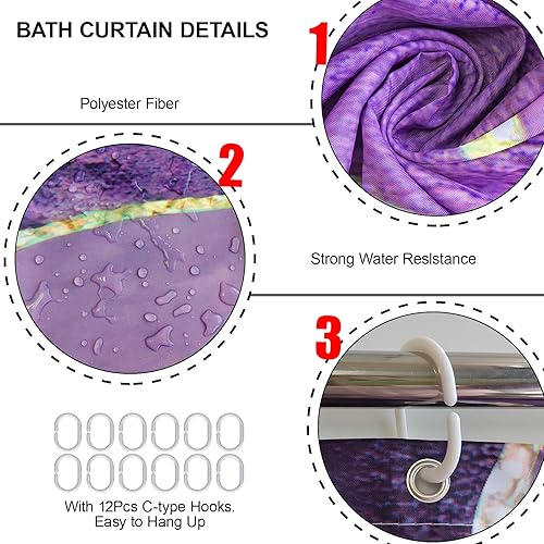 Miniatura 47 de Juego de 4 cortinas de ducha de mármol, modernos juegos de baño con tapa de inodoro, tapete de contorno y tapete de baño, decoración de baño de lujo