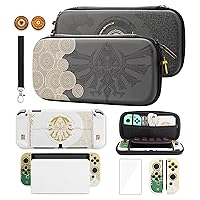 Vista 1 de GLDRAM Switch Carrying Case for Zelda, Portable for Nintendo Switch OLED with Travel Case Protector, White Dockable Switch OLED Skin Cover, Hand