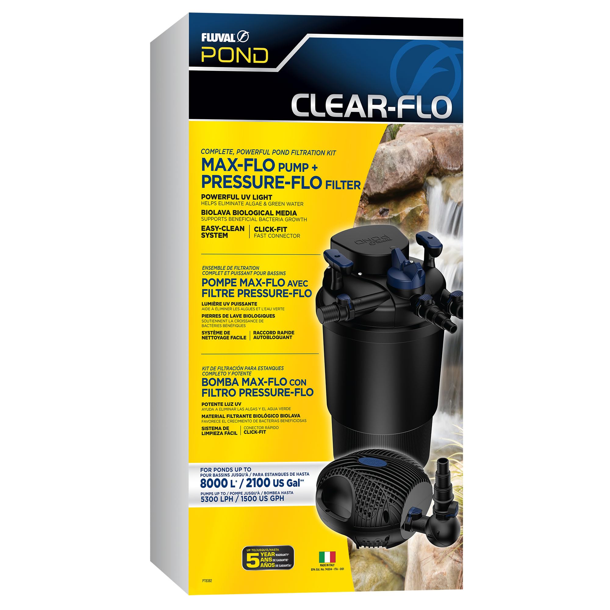 Fluval Kit Filtre et Pompe Clear-Flo 2100