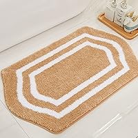 Vista 9 de COSY HOMEER Alfombras de baño extragruesas, antideslizantes, felpa suave, 100% poliéster fuerte, absorbente de agua para sala de estar, baño, Beige