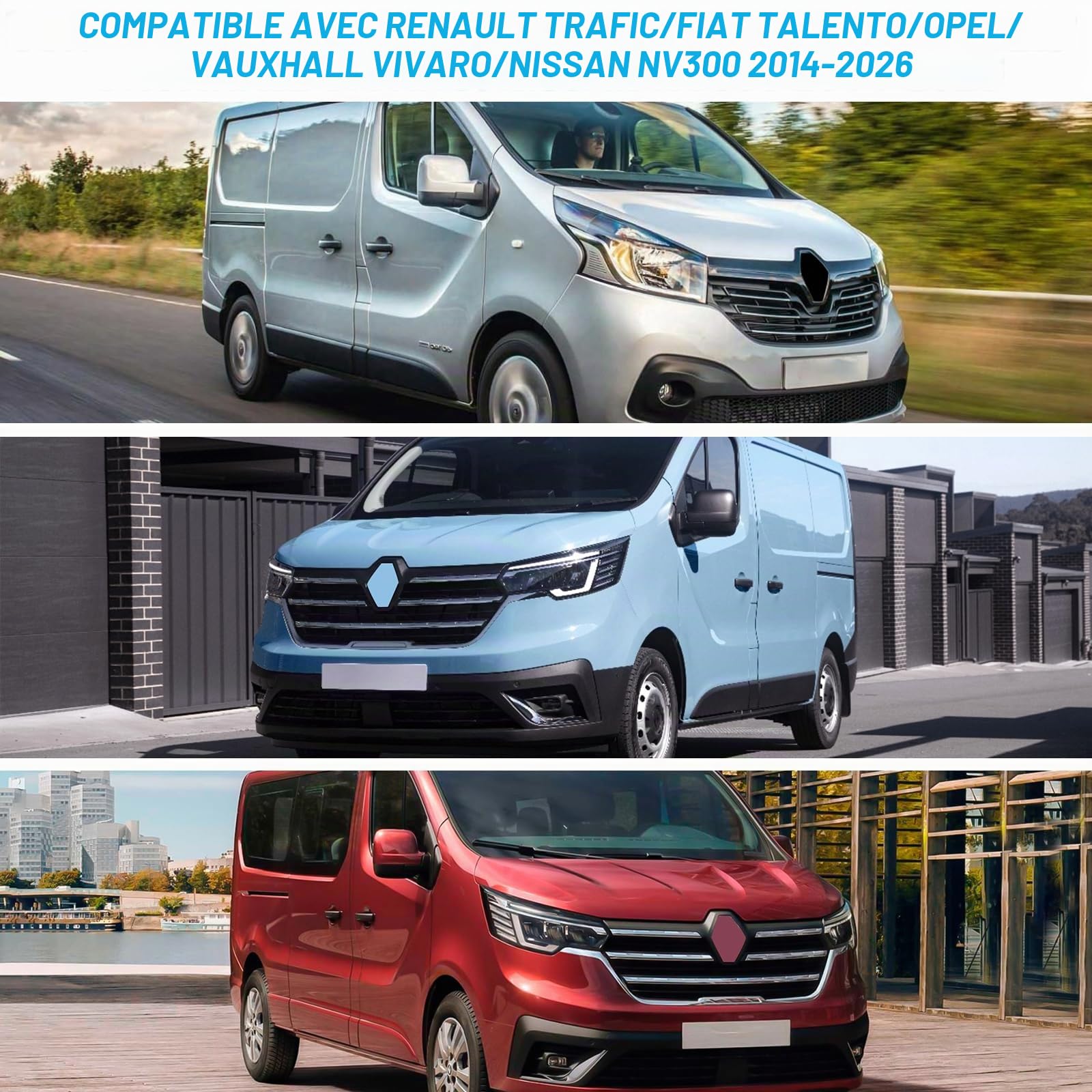 Moustiquaire Compatible avec Renault Trafic/F-iat Talento/O-pel Vivaro 2014-2025, Moustiquaire Magnétique pour Portes Avant (Paire), Moustiquaires Respirantes pour l'extérieur et Le Camping