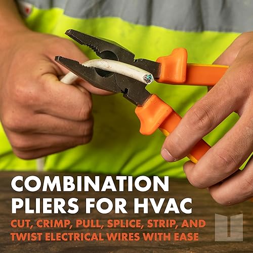 Miniatura 5 de Ullman Juego de 3 alicates aislados para electricistas y contratistas, incluye alicates de corte lateral de 8 pulgadas, 7 pulgadas de nariz larga y