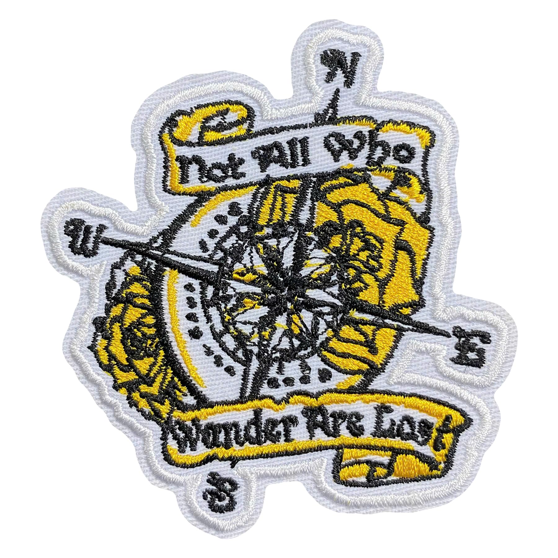 Not All Those Who Wander are Lost Patch, Adventure Compass Hiking Adventure Outdoor Iron-On Embroidered Patch Travel Badge for Jackets, Backpacks,