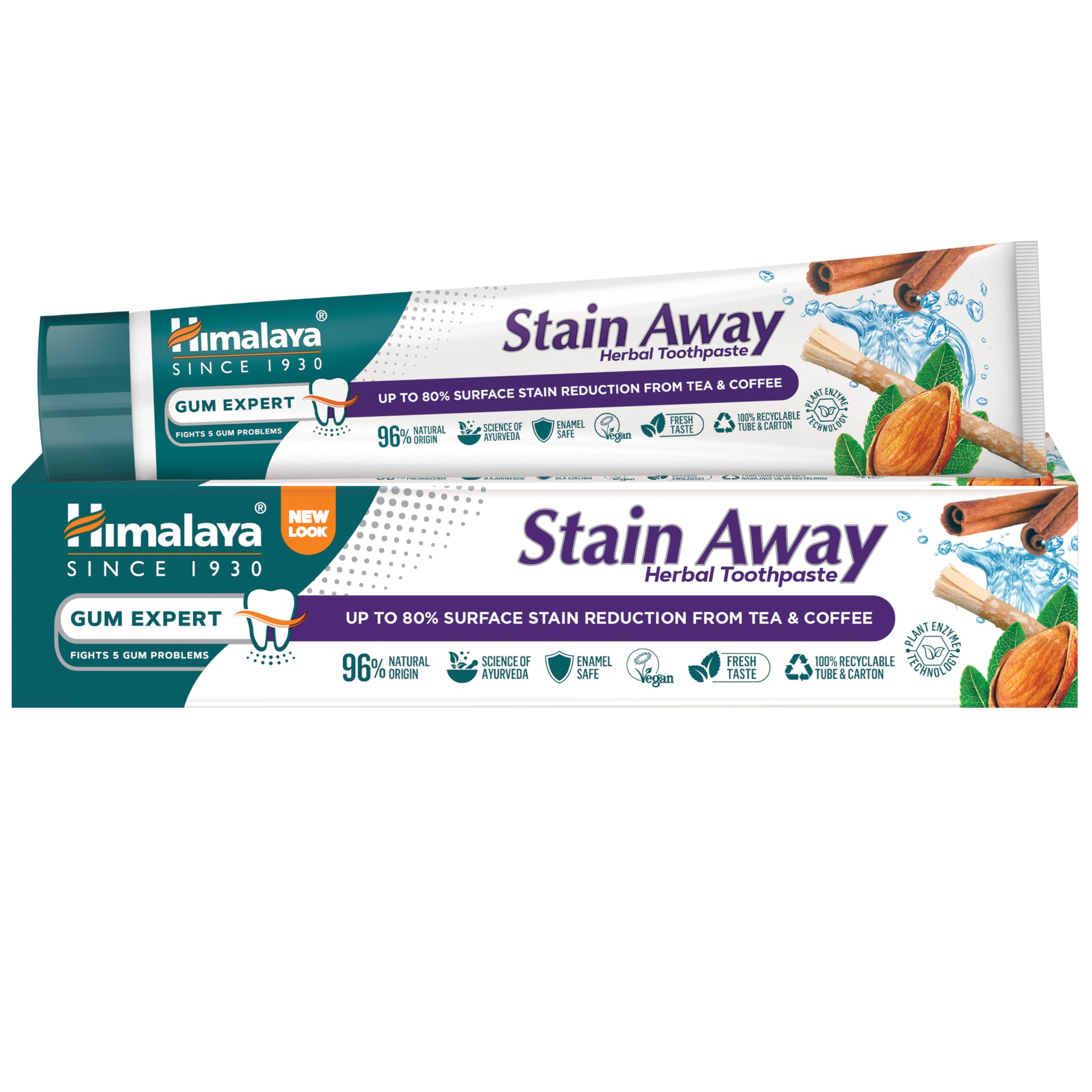 Himalaya Herbals Enamel Friendly Stain-Away Toothpaste | Protects Enamel, Removes Tea ,Coffee Stains , Multi-Action Toothpaste - 75ml