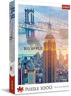 Trefl - Puzzle Nowy Jork o Świcie, USA - 1000 Elementów, Miasta Świata, Widok na Miasto, Wieżowiec, Most, Układanka DIY, Kreatywna Rozrywka, Zabawa, Prezent, Puzzle dla Dorosłych i Dzieci od 12 Lat, 10393