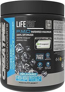 Creatina Monohidratada Creapure Life Pro – Creatina Micronizada Pura, Hasta 166 Tomas – Sin Gluten, Para Fuerza, Energía y Recuperación Muscular – Calidad Alemana (500g - 1,1lbs, Sin sabor)
