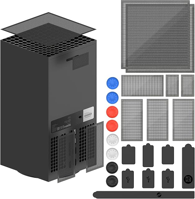Dust Cover for Xbox Series X with Rubber Dust Plugs, Dust Filter & Silicone Dust Plugs & Thump Grip Caps for Xbox Series X Accessories