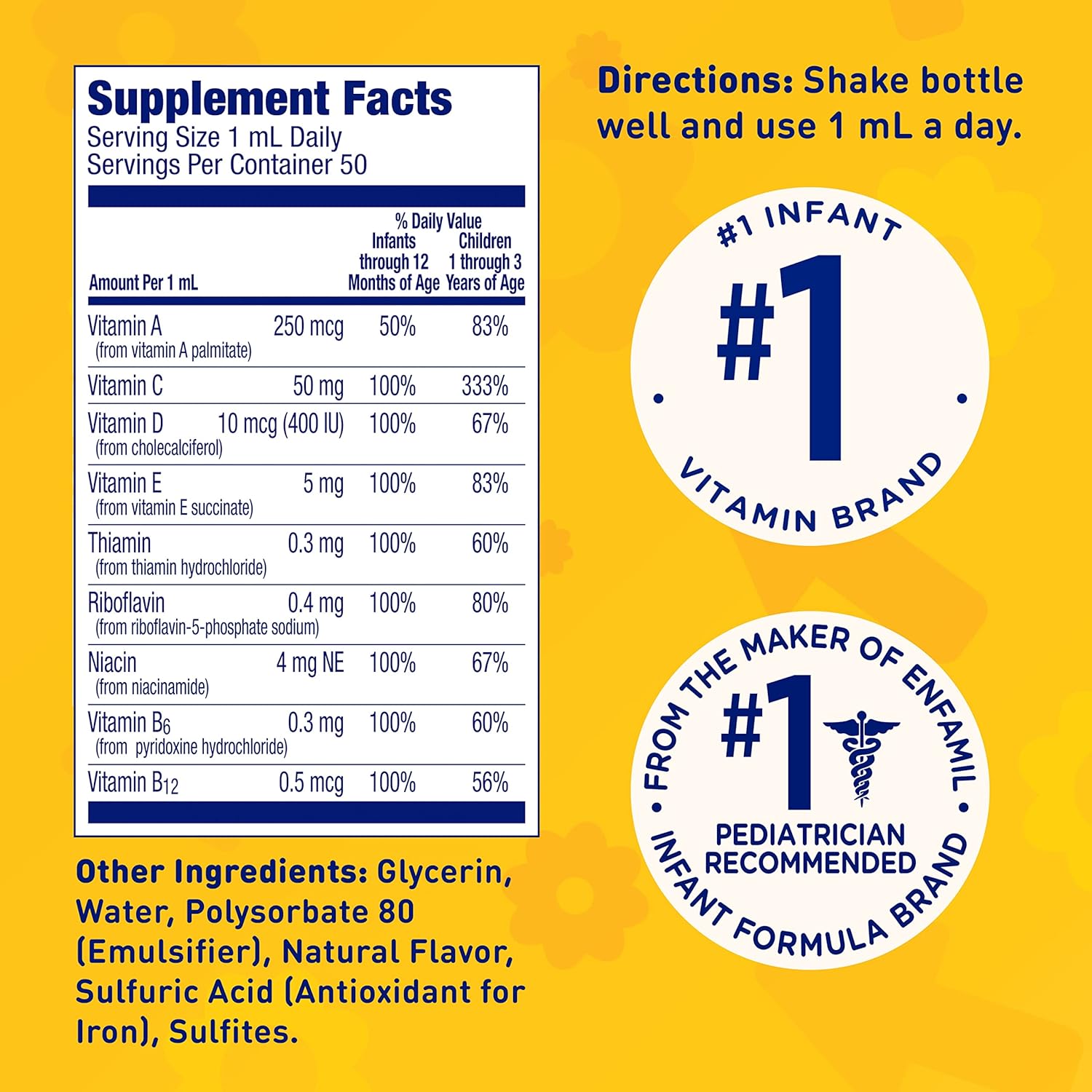 Enfamil Poly-Vi-Sol Liquid Multivitamin Supplement for Infants and Toddlers, 50 mL dropper bottle (Packaging May Vary) : Health & Household