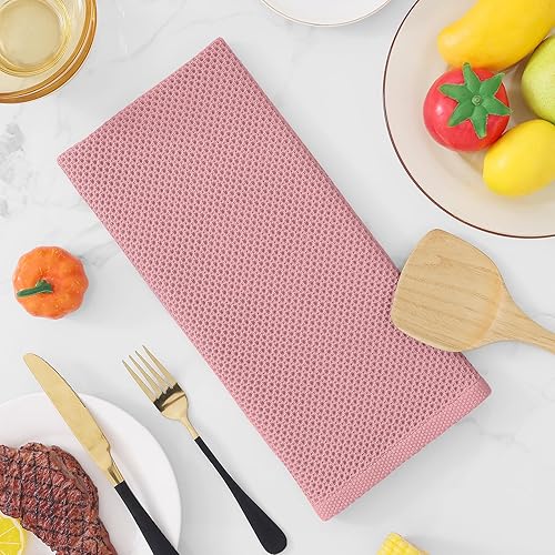 Miniatura 445 de Homaxy Trapo de cocina de 100% algodón, tejido de punto gofre, ultrasuaves, absorbentes, de secado rápido, para limpiar, 13 x 28 pulgadas, paquete