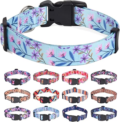 Miniatura 11 de Collar de perro para perros pequeños, collar suave y cómodo para mascotas para perros pequeños, medianos y grandes, patrón floral para perros macho
