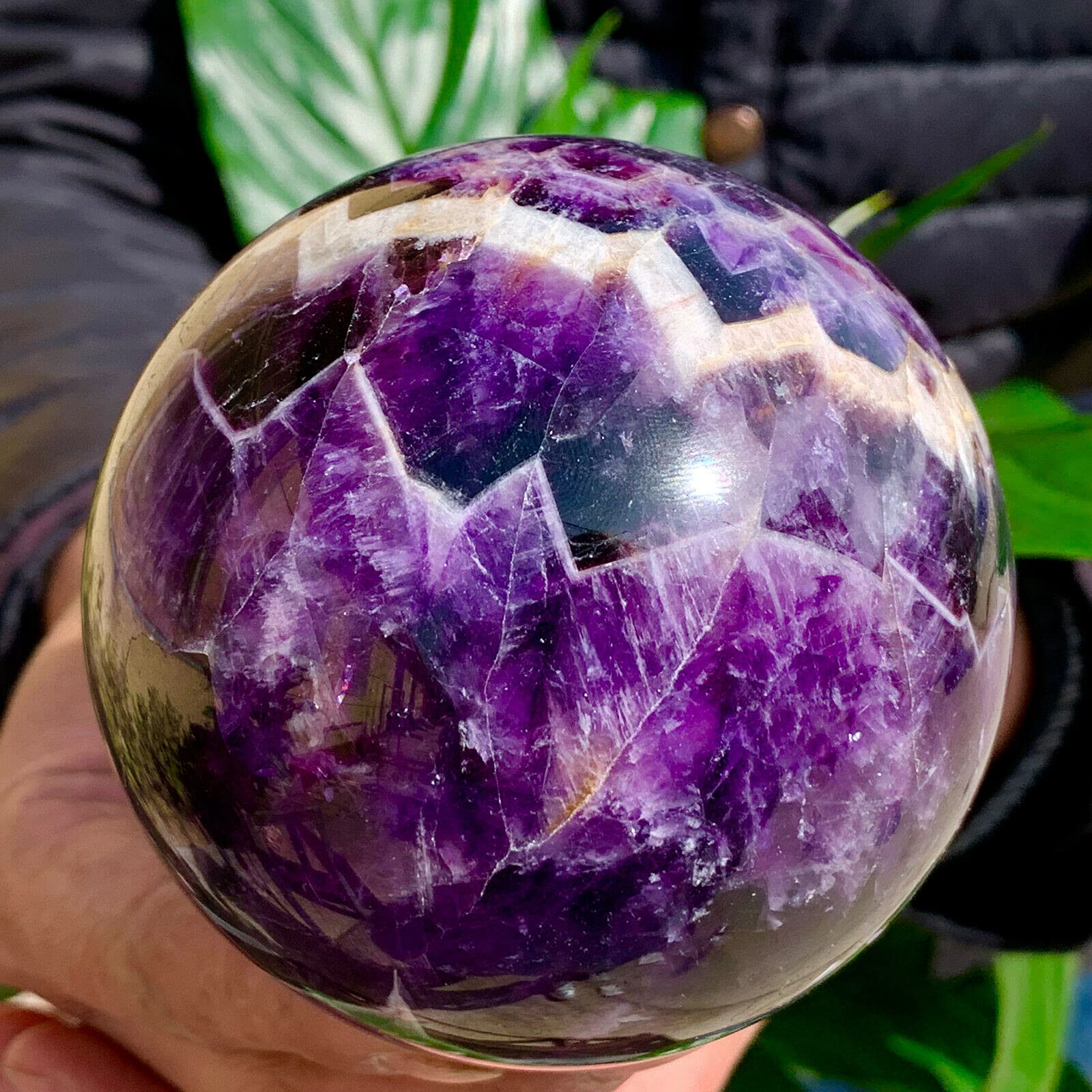 ZTBH Cristal de meditación Natural Esfera de curación de Cristal de Cuarzo, Dream Amathyst Ball, Reiki Decor 1pc Piedra de Cristal (Size : 75-80mm)
