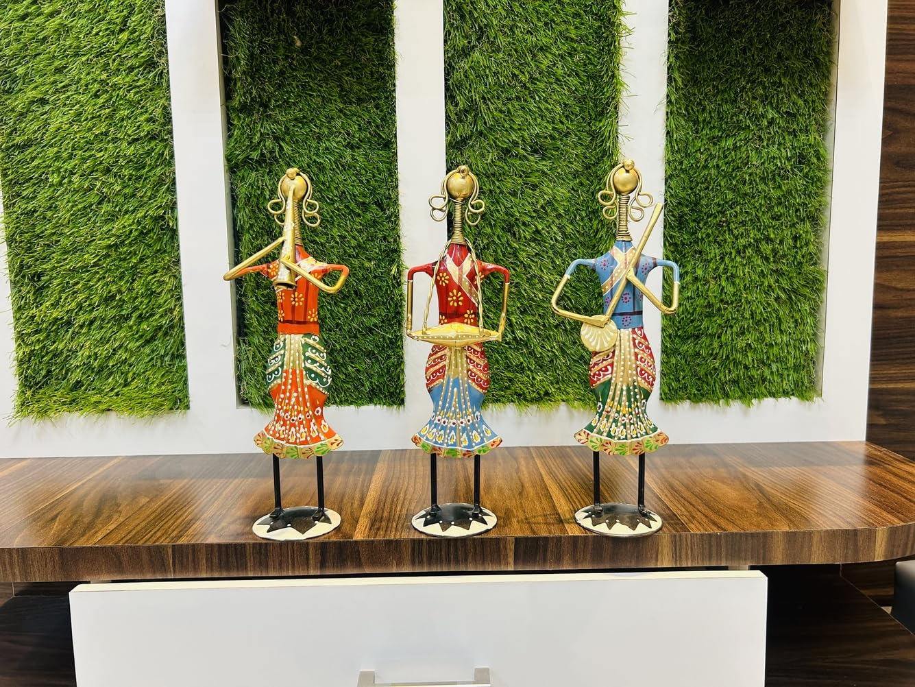 Framing Hub Iron Multicolor Modern Rajasthani Statue Musicians Set of 3 Showpiece, Table Decorative Items, Decorative Items for Home,Antique Gift Items, Vintage Showpiece, Home Decoration Items