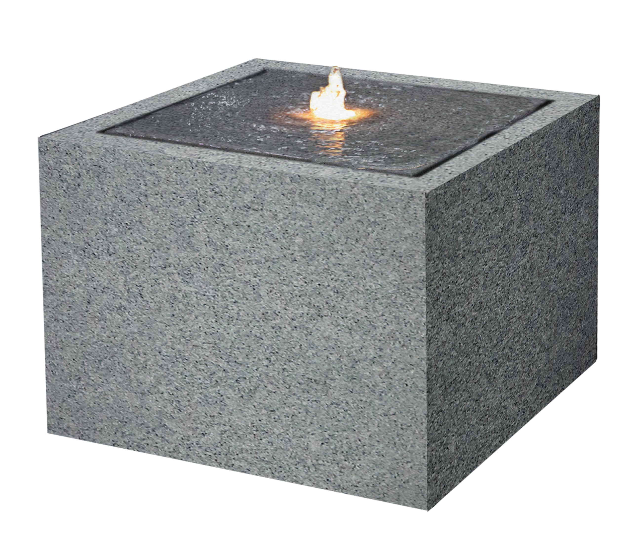 Fontaine Solaire Biala Résistante au Gel Extérieur Éclairage LED 32,5 x 44 x 44 cm Polyéthylène Gris