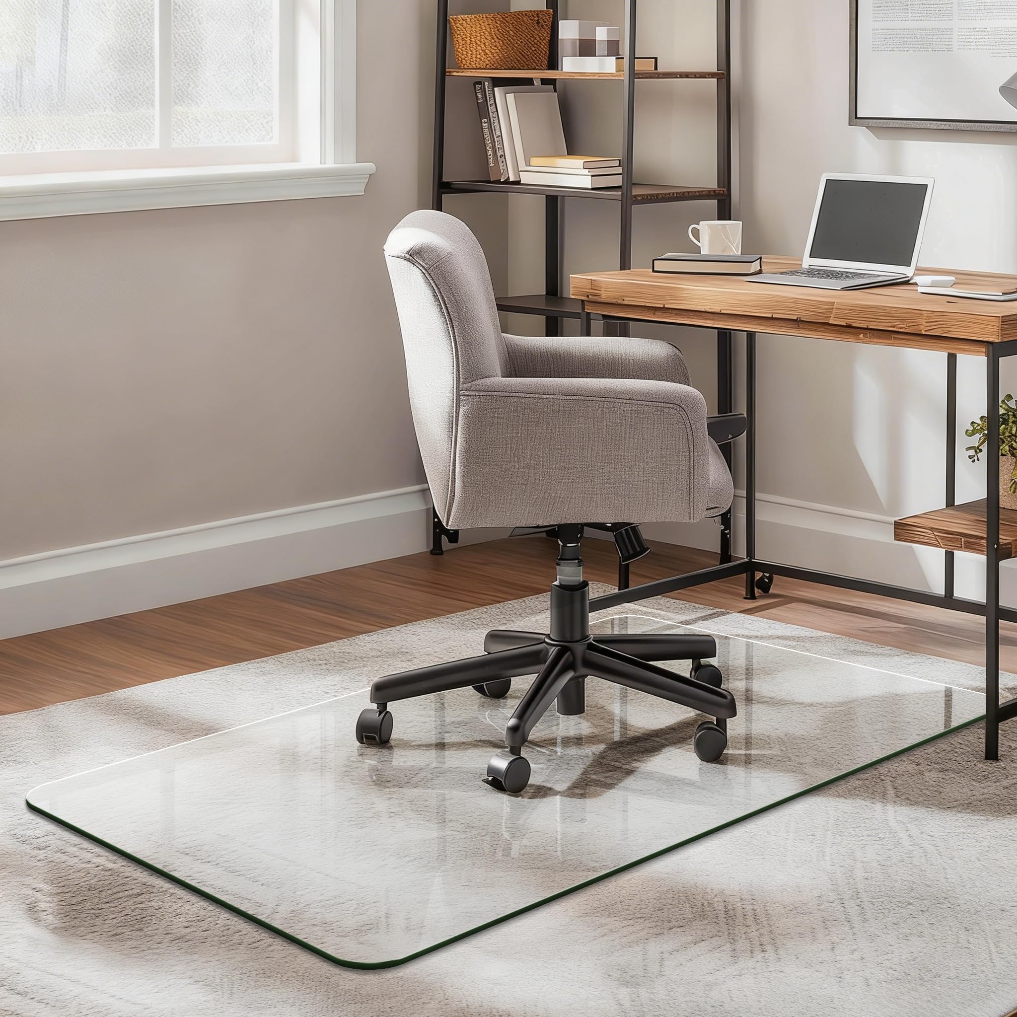 Office Chair Mat for Carpet Hardwood Upgraded 29 x 48 Dual Use Tempered Glass Chair Mat for Chair