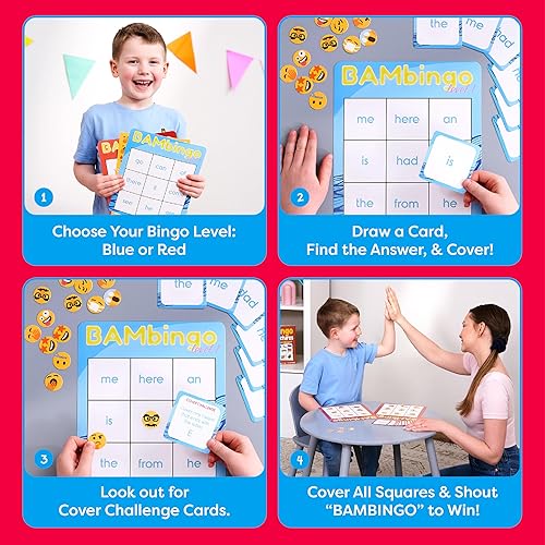 Miniatura 7 de Juego de bingo Sight Word Nivel 1 y Nivel 2 - Aprende a leer vocabulario para niños en edad preescolar de primer grado - Aprendizaje de listas de