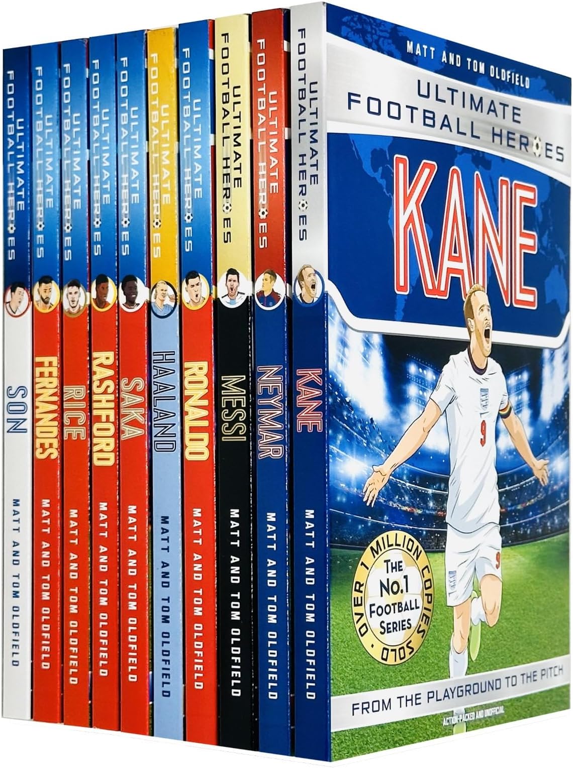 Ultimate Football Heroes Series 1 Collection 10 Books Set By Matt Oldfield, Tom Oldfield (Messi, Son , Neymar, Kane, Ronaldo, Fernandes, Rice, Rashford, Saka & Haaland)