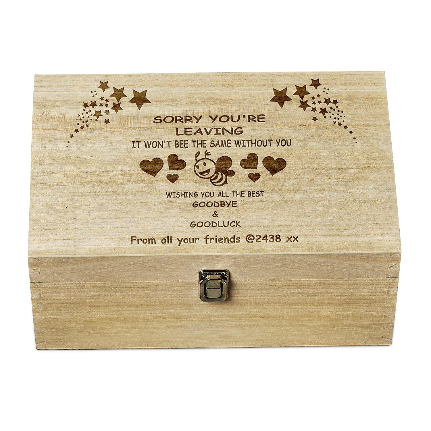 Raised Words Personalised Wooden Sorry You're Leaving Goodbye Retirement Gift Box