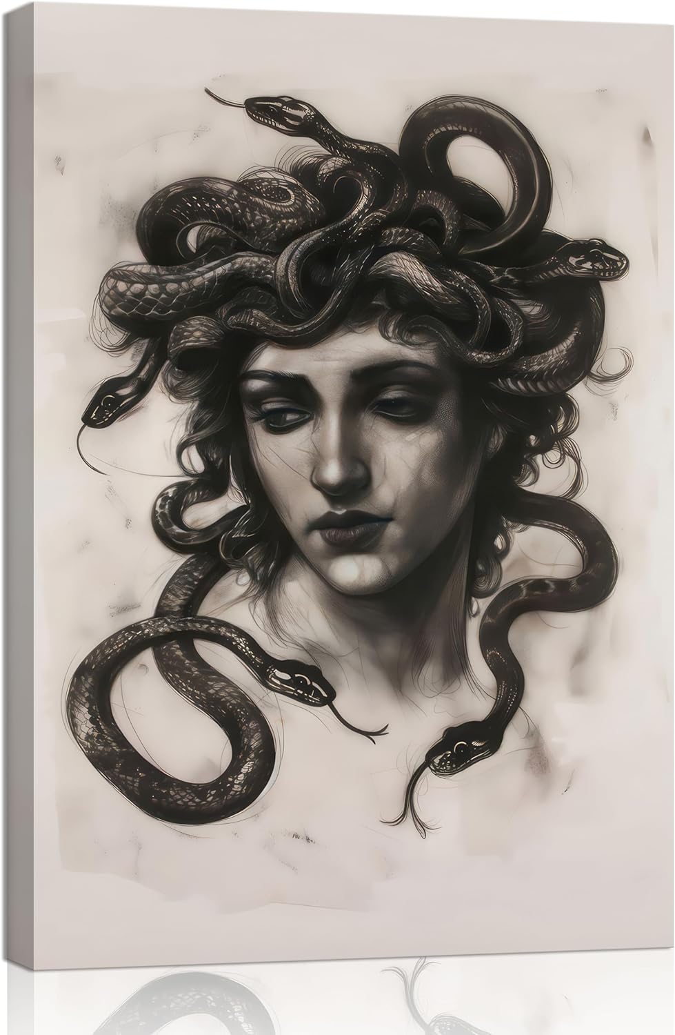 Medusa Canvas Wall Art Greek Mythology Snake Head Art Painting Picture Wall Decor Aesthetic Black and White Sketch Portrait Poster Print Artwork For Living Room Bedroom Corridor kitchen
