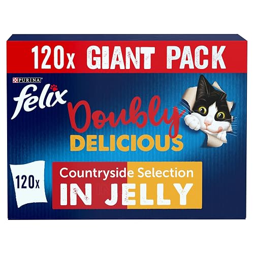Felix As Good As It Looks Doubly Delicious - Comida húmeda para Gatos Adultos en gelatina (120 x 100 g)