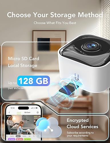 Miniatura 7 de GNCC Cámara de seguridad interior 2K para monitor de bebé/mascota con WiFi de doble banda, cámara para perros con aplicación de teléfono, detección