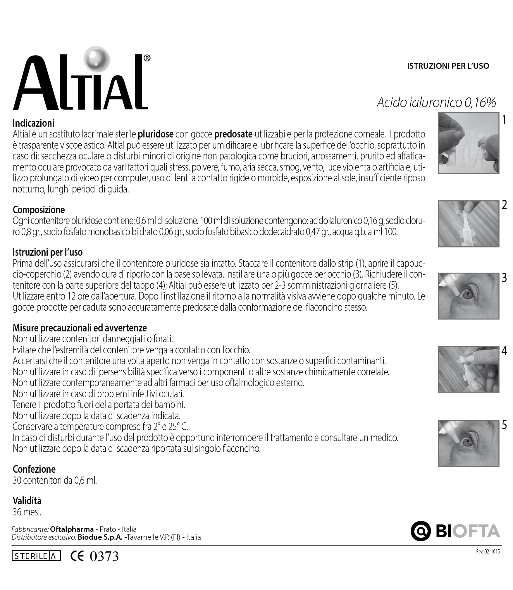 Altial 30 contenitori pluridose da 0,6 ml - Sostituto lacrimale sterile per la protezione corneale con acido ialuronico