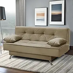 Sofá Cama 1,80m França Suede Bege Adonai Estofados