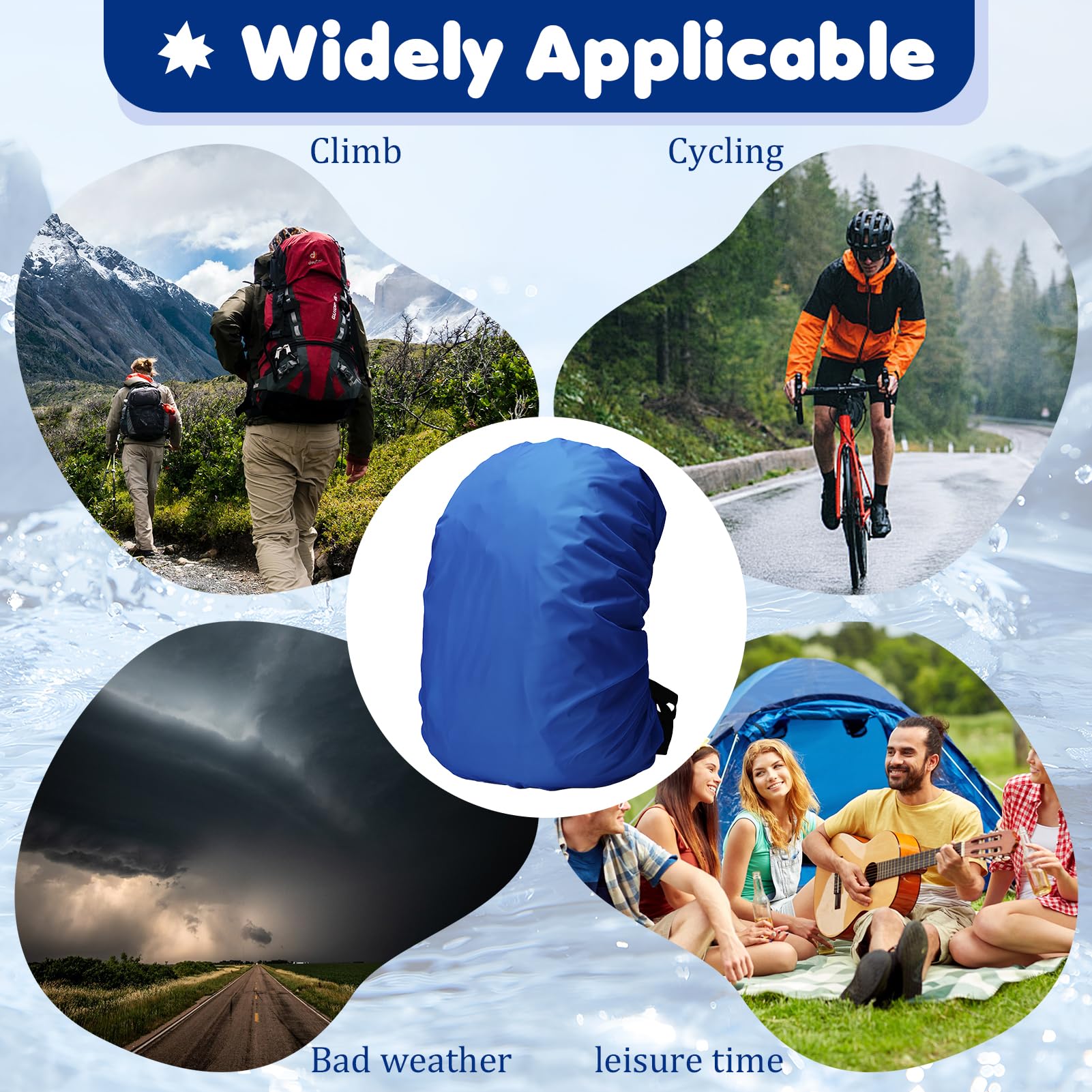 Housse De Pluie Pour Sac à Dos SYHSYC – 40-50 L, étanchéité 3000 Mm, Nylon 190T, 46 G – Bleu – Rando, Vélo, Camping, Trekking