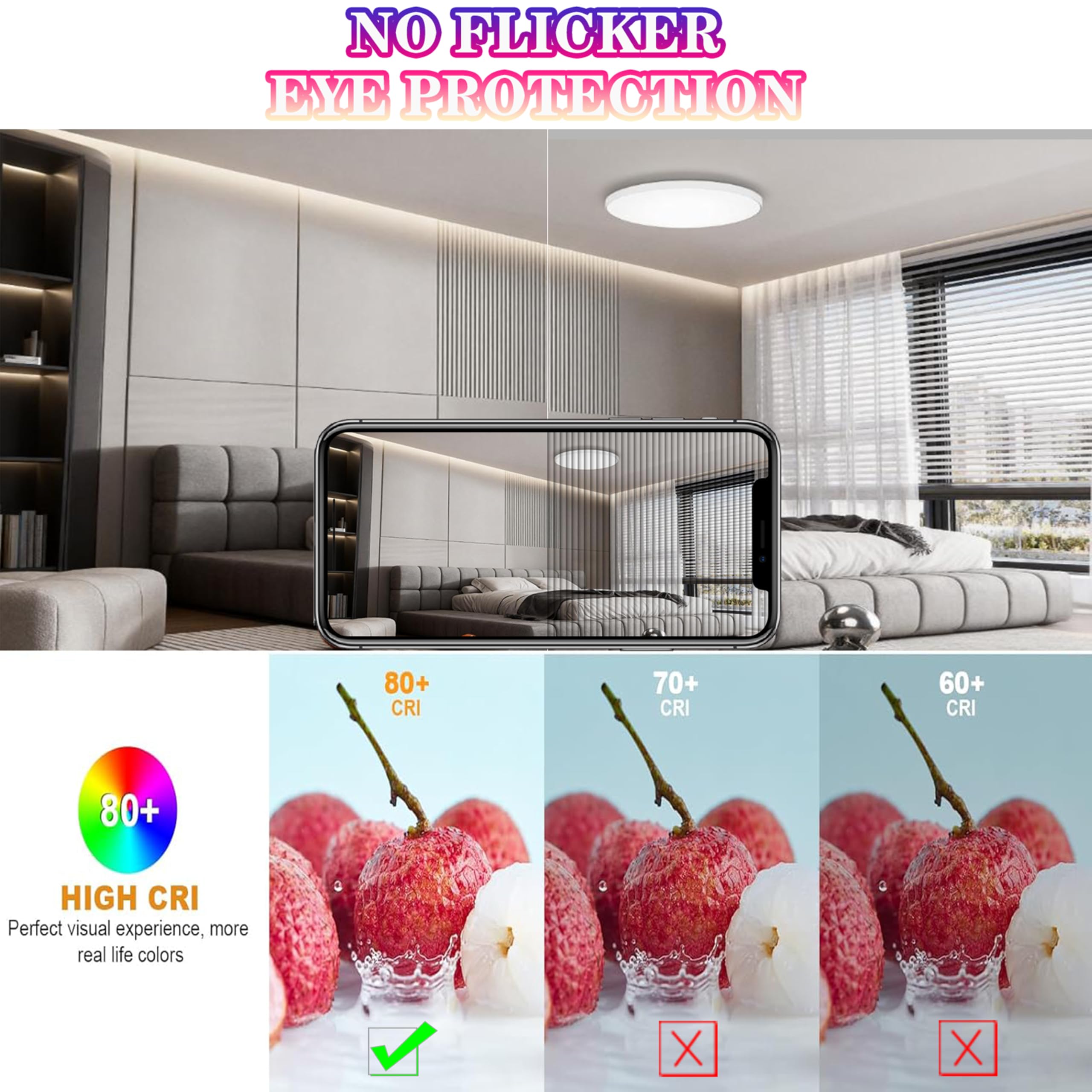 Lampara Techo LED 24W, RGB Lampara Techo Dormitorio, Regulable 2700K-6500K Dimmable con App/Mando a Distancia, Luz Inteligente para Dormitorio, Salon, Cocina(Ø30CM)