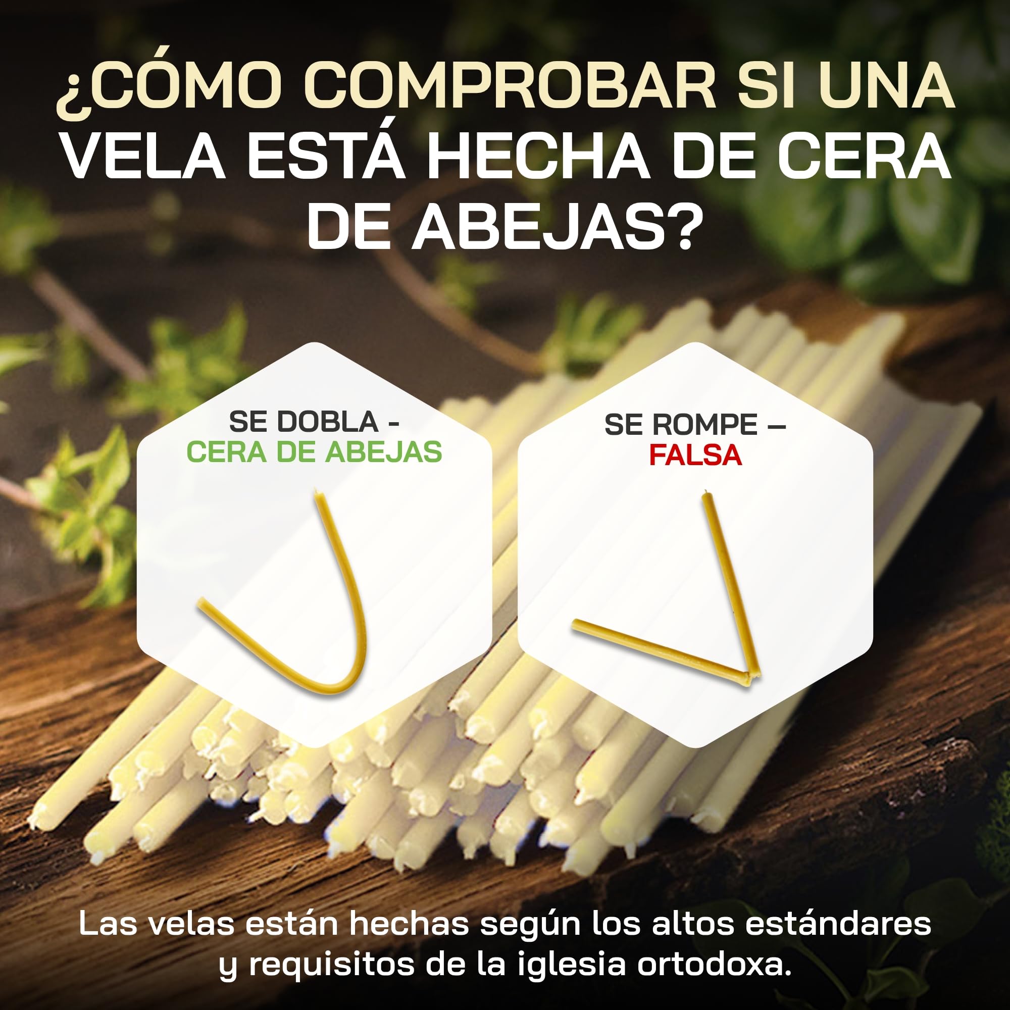 Danilovo Velas de Cera de Abeja Naturales Ortodoxas 50 Unidades Blanco
