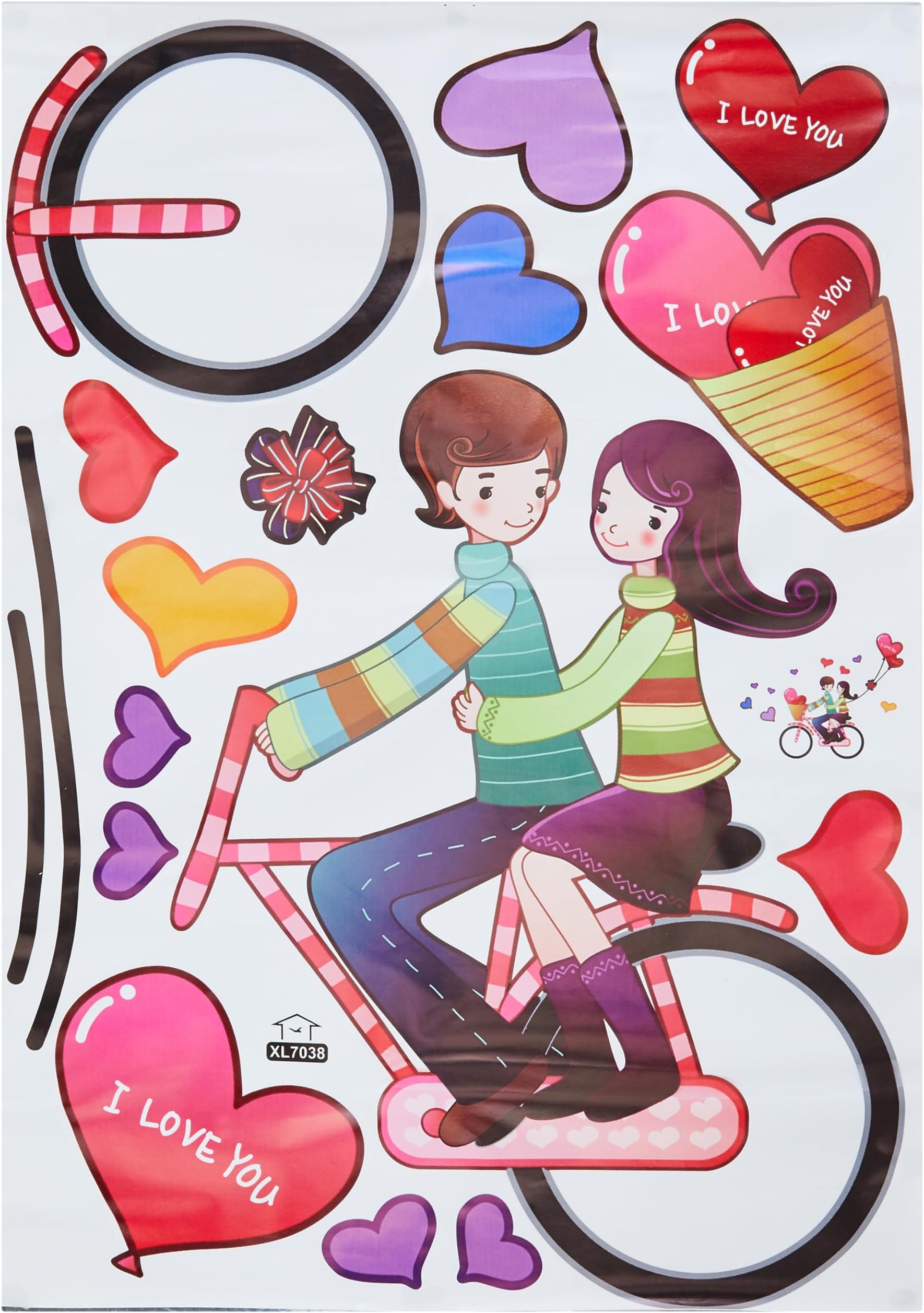 Amazon Brand - Solimo Wall Sticker for Bedroom (Love Cycle Together), Ideal Size on Wall: 100 x 80 cm PVC Vinyl, Self-Adhesive
