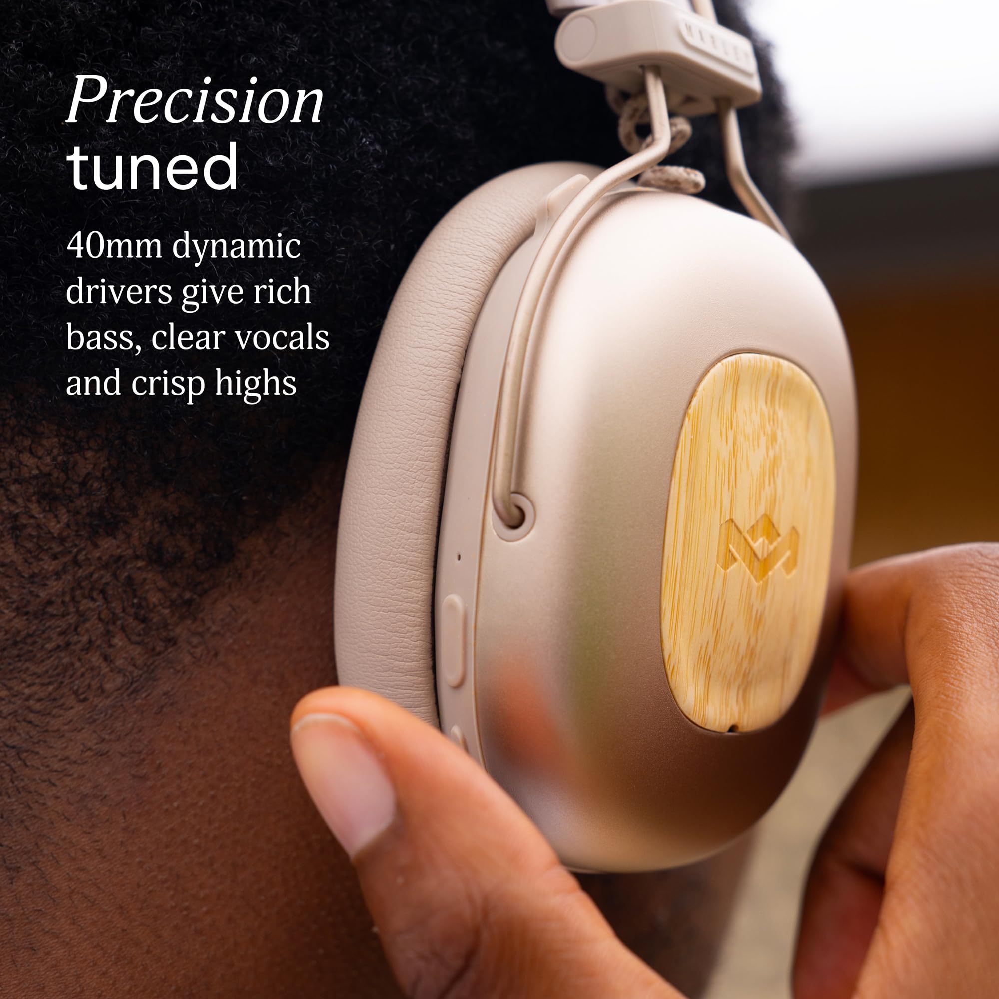 Marley House of Positive Vibration Rebel kabellose Bluetooth Kopfhörer - Over-Ear Wireless ANC mit adaptivem Noise Cancelling, 130 Std. Akku, IPX5, 40mm-Treiber, nachhaltige Materialien, Cream