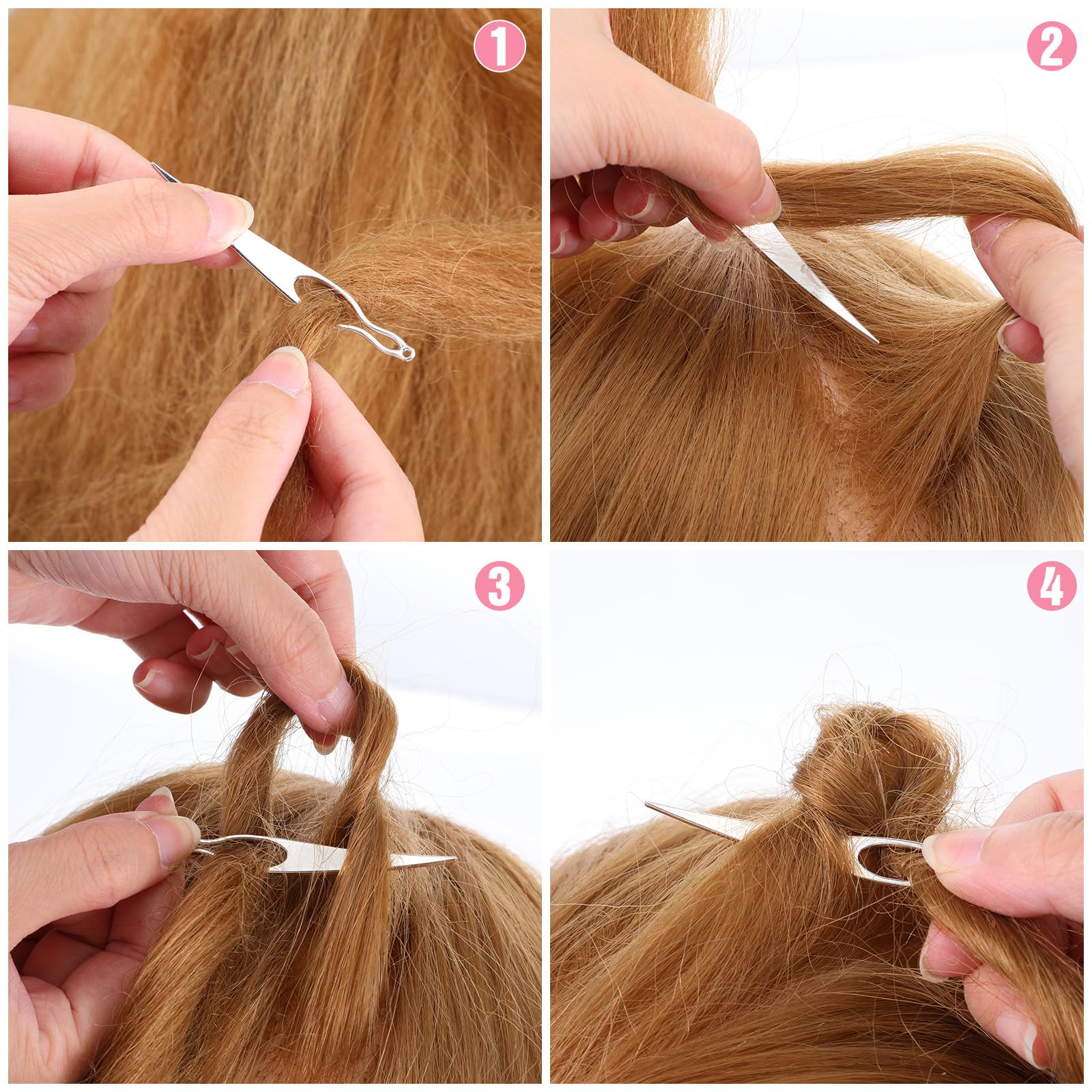 8pcs Interlocking Tool for Locs, Sisterlock Retighten Tool, Bent-Hook Shape Loc Needle for Hair Repair Dreadlock Tightening - 5